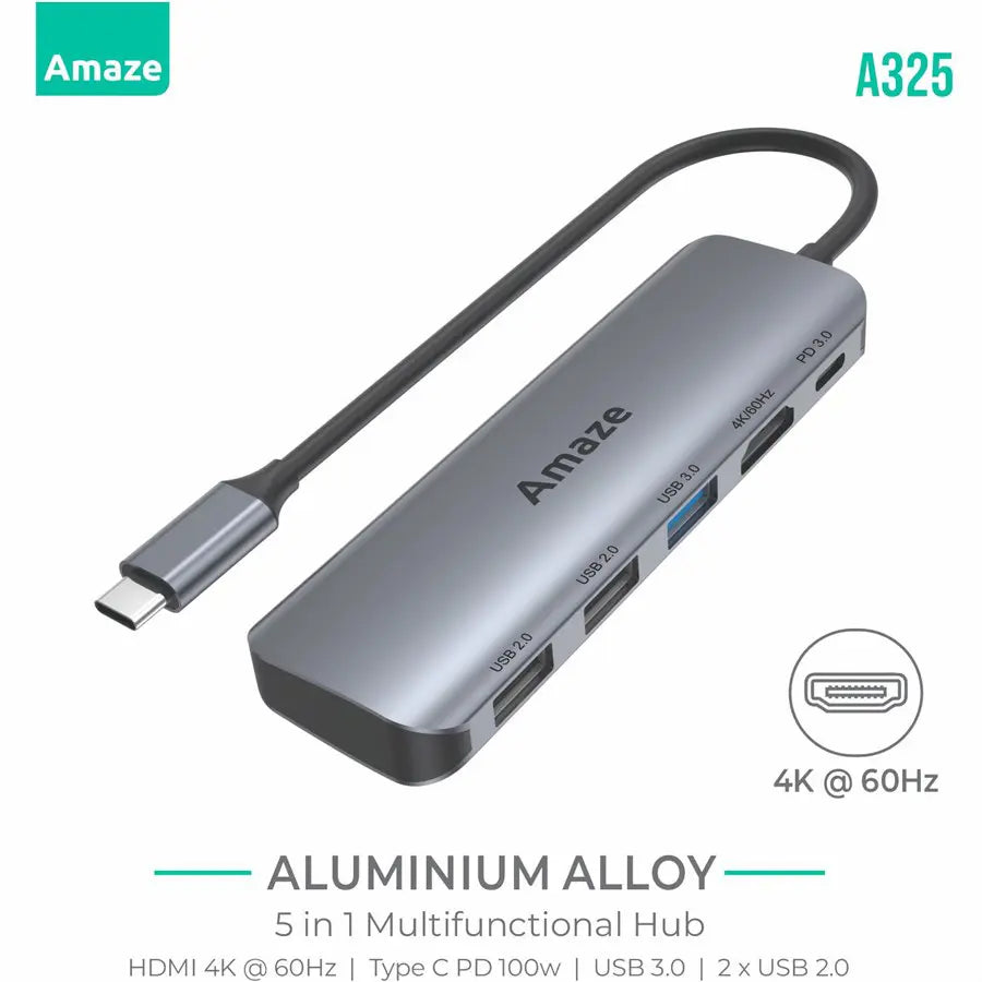 Amaze 5 in 1 Type C Multifunction Hub 4k @60hz | A325