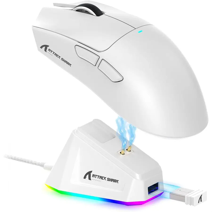 ATTACK SHARK X11 Wireless Gaming Mouse, PixArt PAW3311 Sensor, Tri-Mode BT/2.4G/Wired, 63g Ultra-Light, 65Hrs Battery, With Charging Dock, White