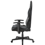 DXRacer Prince Series Gaming Chair, Racing Style, Cooling Gel Headrest, Lumbar Support, 2D Armrest, 90-135 Degree Recline, PVC Leather, Black Grey