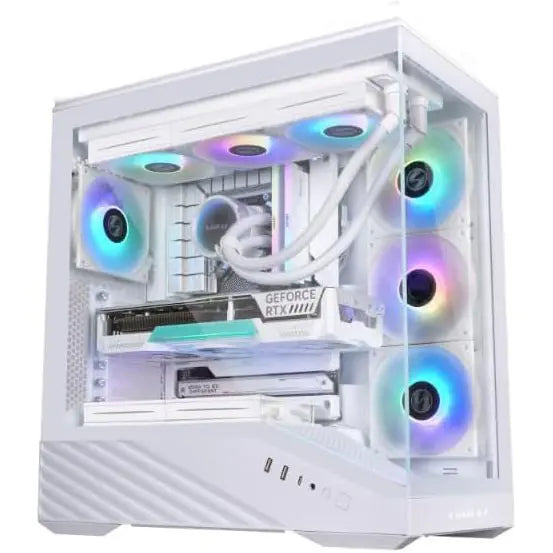 Lian Li V100 ATX Mid-Tower PC Case 4x120mm ARGB PWM Fans, LED RGB Strip, Tempered Glass, Support 420mm GPUs, 360mm Radiator, Optimized Airflow White V100RW