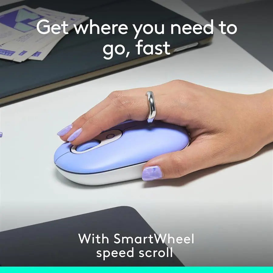 Logitech POP Mouse Wireless Mouse, SilentTouch, Precision and Speed Scroll, Compact Design, Bluetooth, Multi-Device, Lilac, 910-007403