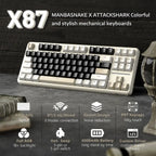 ATTACK SHARK X87 Tri-Mode Gasket Mechanical Keyboard, 80% Layout, Tri-Mode Bluetooth 5.1 and 2.4G and Type-C, Hot-Swappable, RGB, 4000mAh, Cheese White