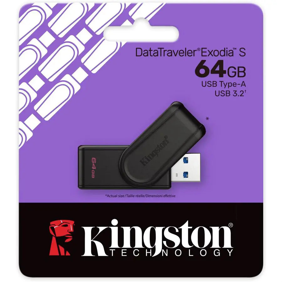 Kingston DataTraveler Exodia S USB Flash Drive DTXS/64GB, 64GB, USB 3.2 Gen 1, Swivel Cap