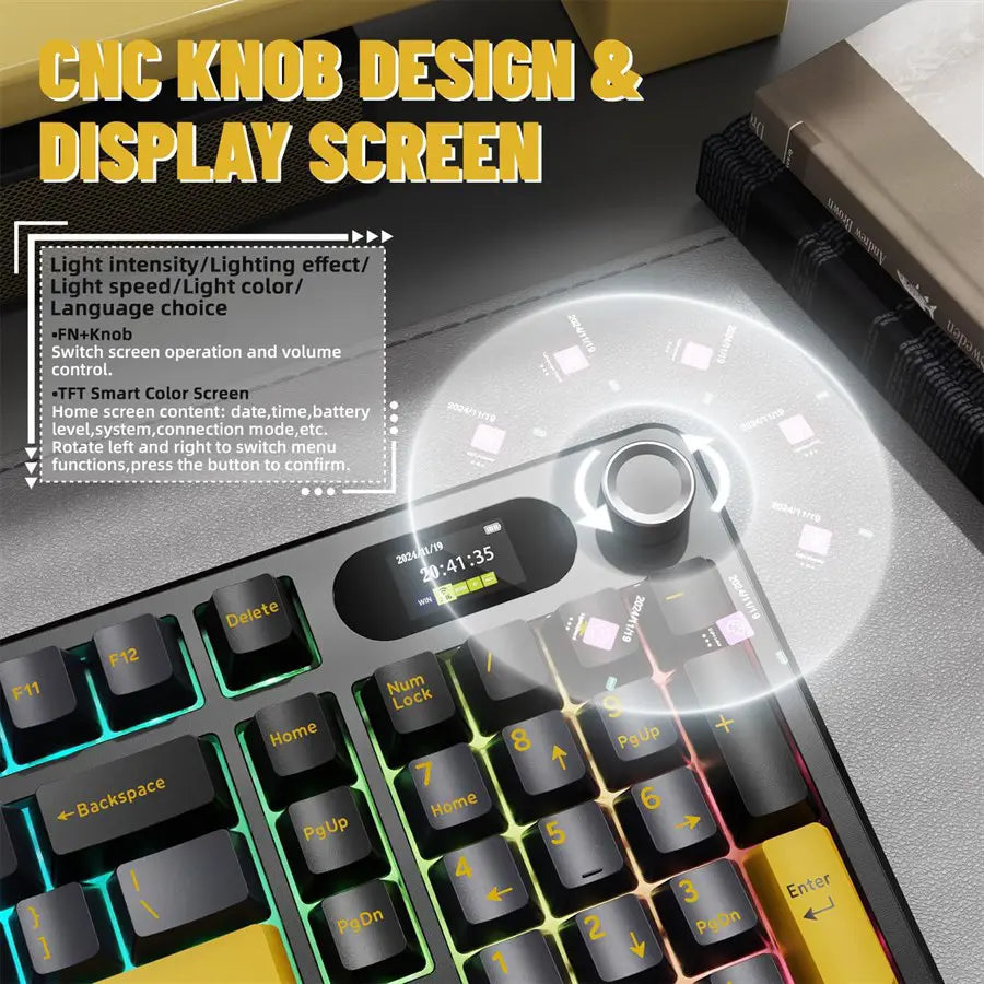 ATTACK SHARK X98PRO Wireless Gaming Keyboard, 99 Keys, LED Color Display, Hot-Swappable Blueberry Switch, Bluetooth 2.4G Wired, 4000mAh Battery, Star Black