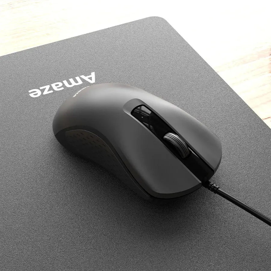 Amaze Probus A702 Wired Mouse, 1200 DPI, 3D Function Buttons, Silent Touch, Ergonomic Easy-Grip Design, Lightweight, Black