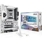 Asus X870 AYW Gaming Wifi W Motherboard, AMD X870, AM5, ATX, DDR5 8000+MT/s, PCIe 5.0 x16, 3x M.2, Wi-Fi 6, 2.5Gb LAN, USB4, White