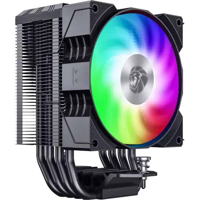 GameMax Gamma90 Digital BK Tower CPU Air Cooler Painted Black Four Heat Pipes ARGB Lighting Effects Temperature Display