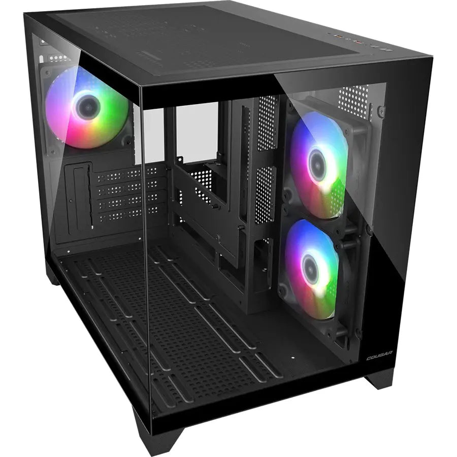 Cougar FV150 Mini RGB PC Case Mini Tower, Dual Chamber Design, Supports Up To 400mm GPU, Supports Up To 360mm AIO, Black