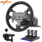 PXN V99 Gaming Racing Steering Wheel, 3.2Nm Dual-Motor Force Feedback, 270 Degree/900 Degree Switchable Steering Angle, With Pedals and 6-Speed H-Pattern Shifter
