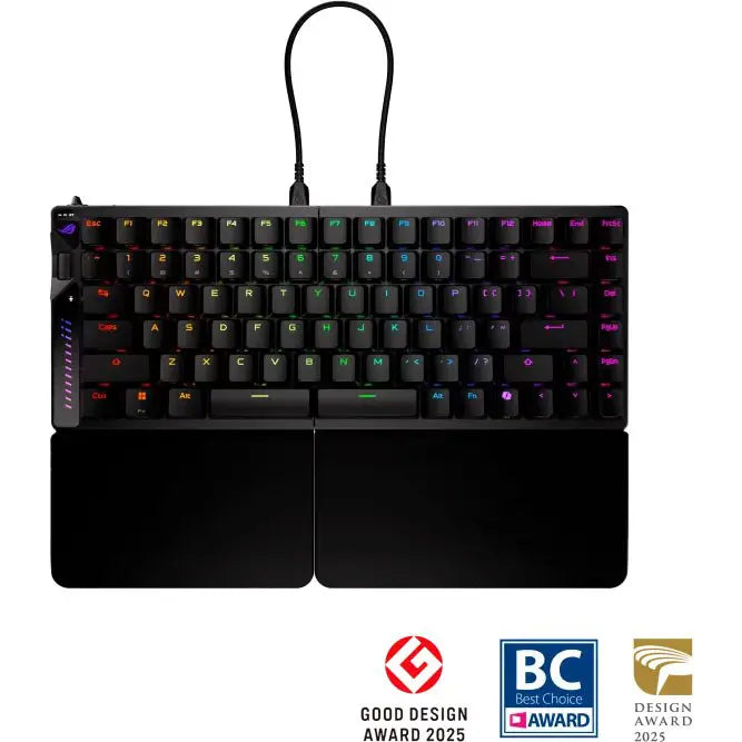 Asus Rog Falcata 75% Split Wireless Gaming Keyboard, ROG HFX V2 Magnetic Switches, PBT, Rapid Trigger, Tri-Mode Connectivity