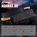 ATTACK SHARK X68MAX HE Rapid Trigger Aluminum Keyboard, 60% Wired 8KHz Magnetic Keyboard, 0.005mm Rapid Trigger Accuracy, 8000Hz Polling Rate RGB, Black Contour