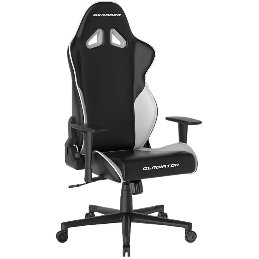 DXRacer Prince Series Gaming Chair, Racing Style, Cooling Gel Headrest, Lumbar Support, 2D Armrest, 90-135 Degree Recline, PVC Leather, Black White