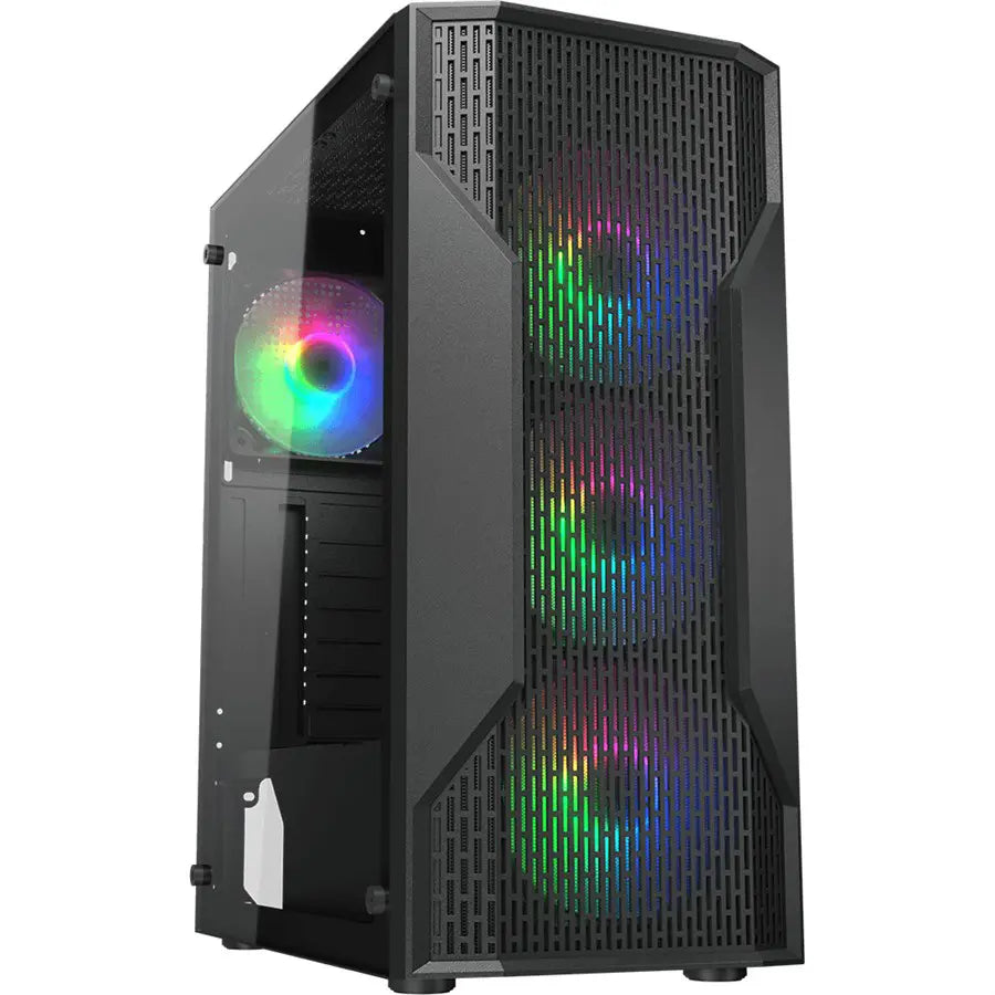 Cougar MX110 RGB Mid Tower ATX Computer Case, 4x120mm Fixed RGB Fans, Up To 240mm AIO Radiator Or 158mm Air Cooler, Up To 305mm GPU, 2x2.5in SSD Plus 2x3.5in HDD