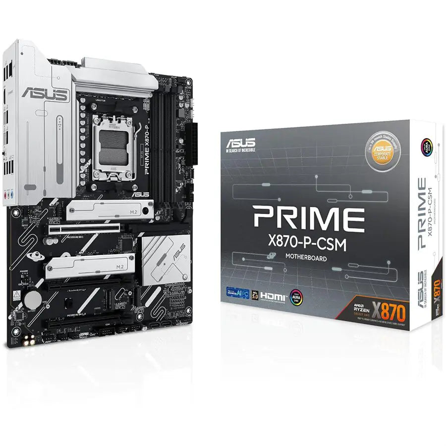 Asus PRIME X870-P-CSM AMD AM5 Motherboard for AMD Ryzen™ 9000 Series Processors DDR5, Al Cooling II, Aura Sync