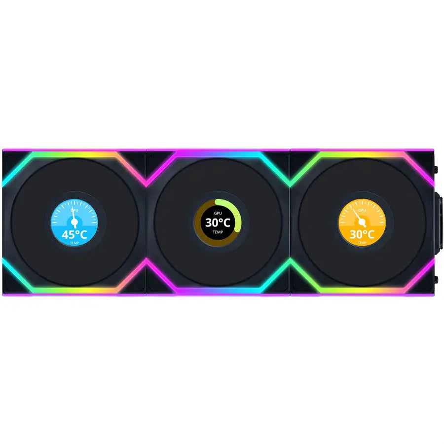 Lian Li 120mm UNI FAN SL Wireless LCD ARGB Case Fan (Black, 3-Pack) 12SLLCD1W3B