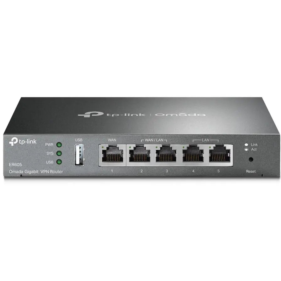 TP-Link Omada ER605 Gigabit VPN Gateway, 5 Gigabit Ports, Up To 3 WAN Ports, USB WAN, Wired