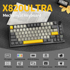 ATTACK SHARK X820Ultra Tri-mode Gasket Mechanical Keyboard, 75% ANSI Layout, Bluetooth 5.1 and 2.4G Wireless and Type-C Wired, TFT Smart Display and Knob, Hot-Swappable, Programmable RGB, Star Black