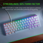 Razer Huntsman Mini RGB Gaming Keyboard, Mercury, Linear Switch, Detachable USB-C, Aluminum Build, Compact Design, RZ03-03390400-R3M1