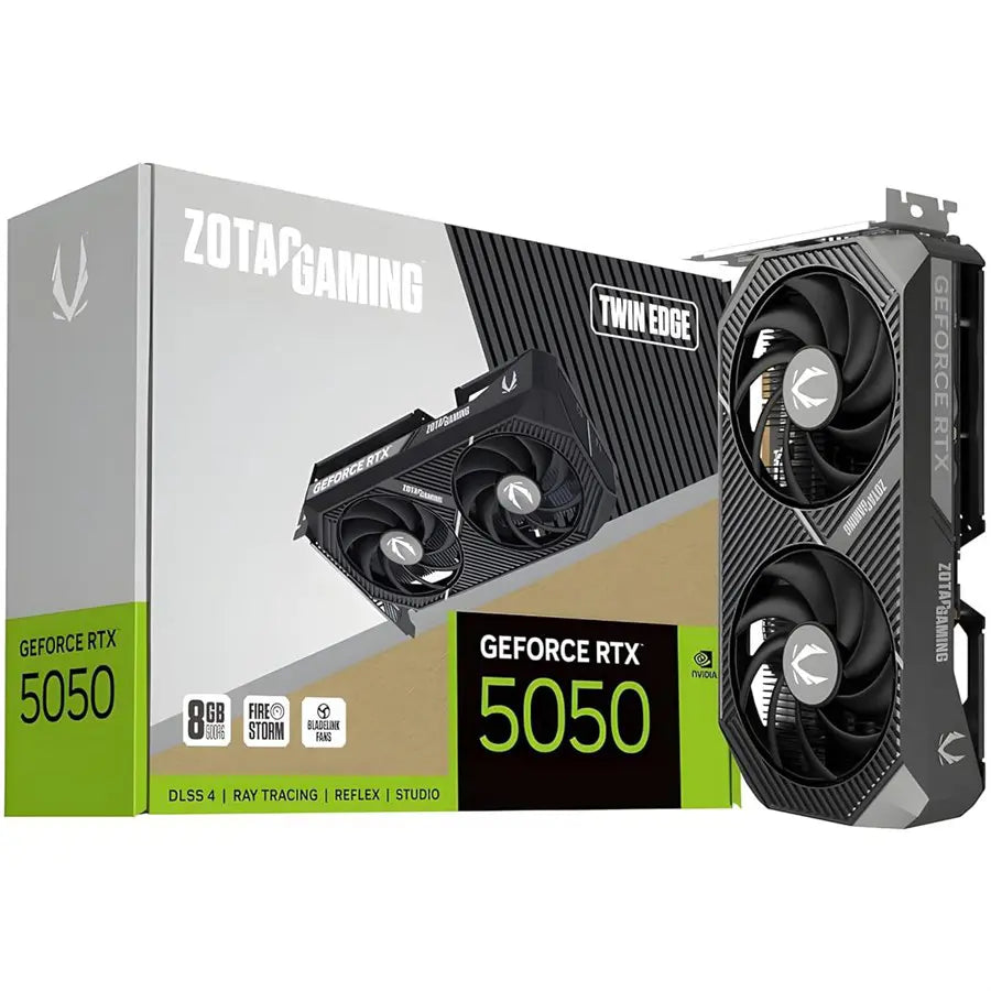 ZOTAC Gaming GeForce RTX 5050 Twin Edge Graphics Card, 8GB GDDR6, 128-Bit, PCI Express 5.0 x8, ZT-B50500E-10M