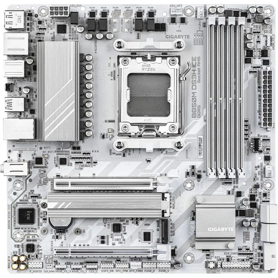 Gigabyte B850M DS3H ICE Motherboard, AMD Socket AM5, X3D Turbo Mode, Digital 8+2+2 VRM, Dual Channel DDR5, 2xM.2 Including PCIe 5.0, 2.5GbE LAN