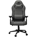 Cougar Explore Royal Gray F Gaming Chair, 3D Hyperrotation Armrests, Premium Imitation Linen Fabric, Lumbar and Neck Pillows, Textured Leatherette Backrest, Royal Gray