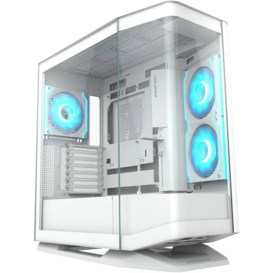 COUGAR FV270 RGB MidTower E-ATX Case, 420mm GPU Supported,Build-in ARGB PWM Fans,Breathe Streams,Prism of Light, RGB Hub,Filter Guard, Tool-Less Bracket, Center Stage,Cable Management (RGB, White)
