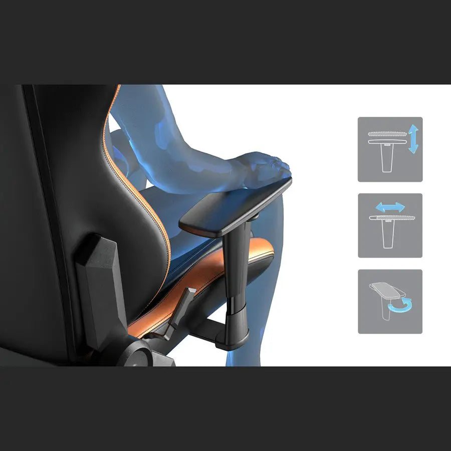 DXRacer Drifting Series Gaming Chair, Racing Style, Cooling Gel Headrest, Lumbar Pillow, 3D Armrests, 90-135 Degree Recline, EPU Leatherette, Black Orange, Regular / L