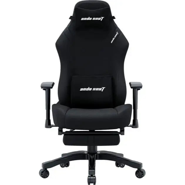 Anda Seat Luna Pro Large Gaming Chair With Footrest, Ergonomic Reclining Design, Fabric, Heavy Duty Neck and Back Support, Rocking Function, Black Fabric | Free Shipping