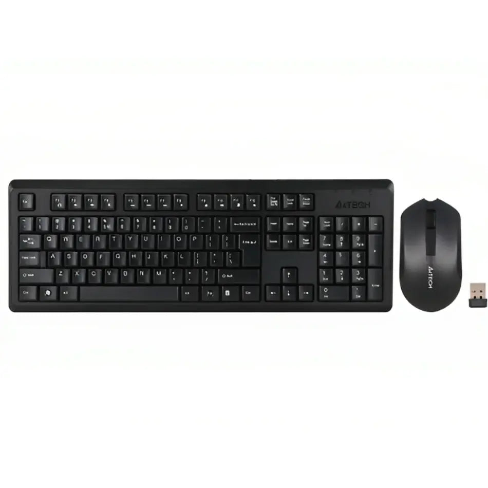 A4Tech 4200NS Wireless Desktop Keyboard Mouse, Wireless, Up To 12 Months Battery Life, Black