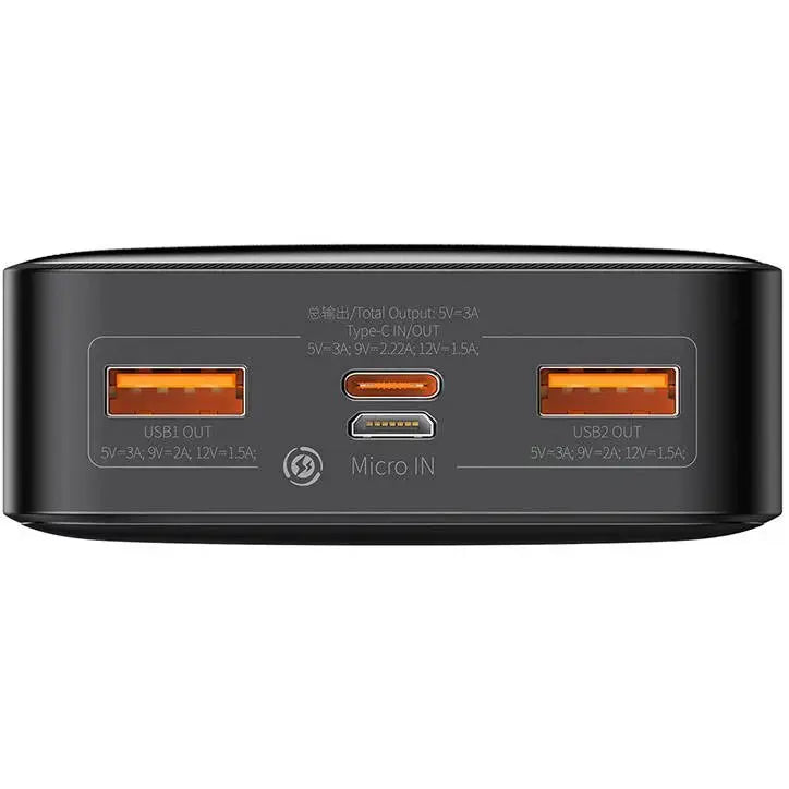 Baseus Bipow 20000mAh, 20W Powerbank - 2x USB, USB-C - Digital Display - Fast Charging