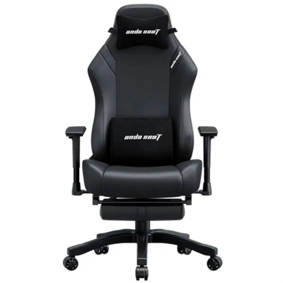 AndaSeat Luna Pro Large Gaming Chair With Footrest, Ergonomic Reclining Design, PVC Leather, Heavy Duty Neck and Back Support, Black | Free Shipping