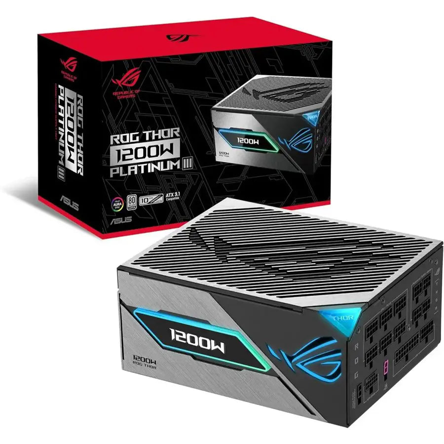 Asus ROG Thor 1200W Platinum III PSU, 80 Plus Platinum, ATX 3.1, GaN MOSFET, GPU-First Intelligent Voltage Stabilizer, Magnetic OLED Display