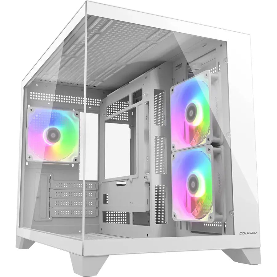 Cougar FV150 Mini RGB PC Case Mini Tower, Dual Chamber Design, Supports Up To 400mm GPU, Supports Up To 360mm AIO, White