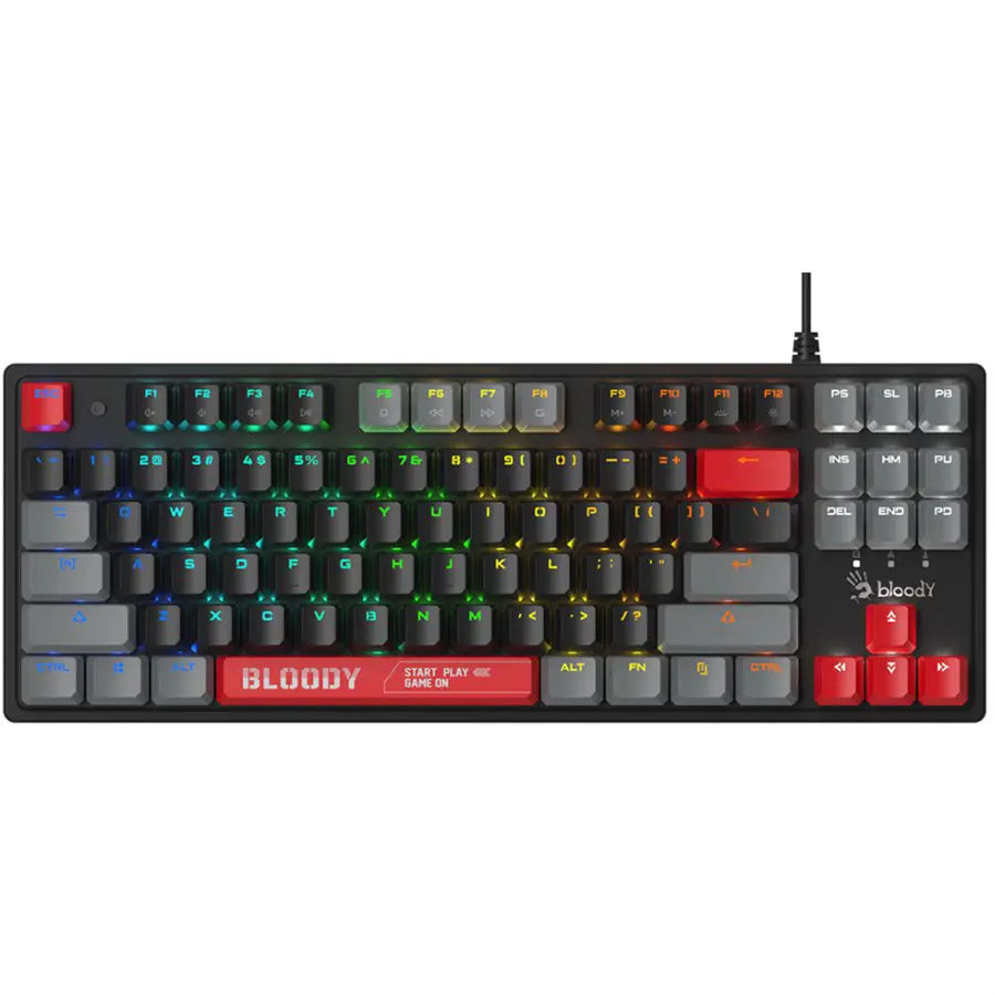 Bloody S310N RGB BLMS Mechanical Gaming Keyboard, Red Plus Switch, Linear, Energy Red Black