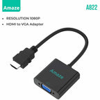 AMAZE HDMI to VGA Adapter A822 1080P Resolution Plug & Play