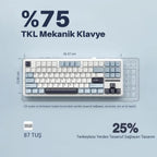 Aula F87 Mechanical TKL Keyboard, LEOBOG Graywood V3 Linear Switch, RGB, Hot Swap, Macro, Wireless, Type-C, Light Blue