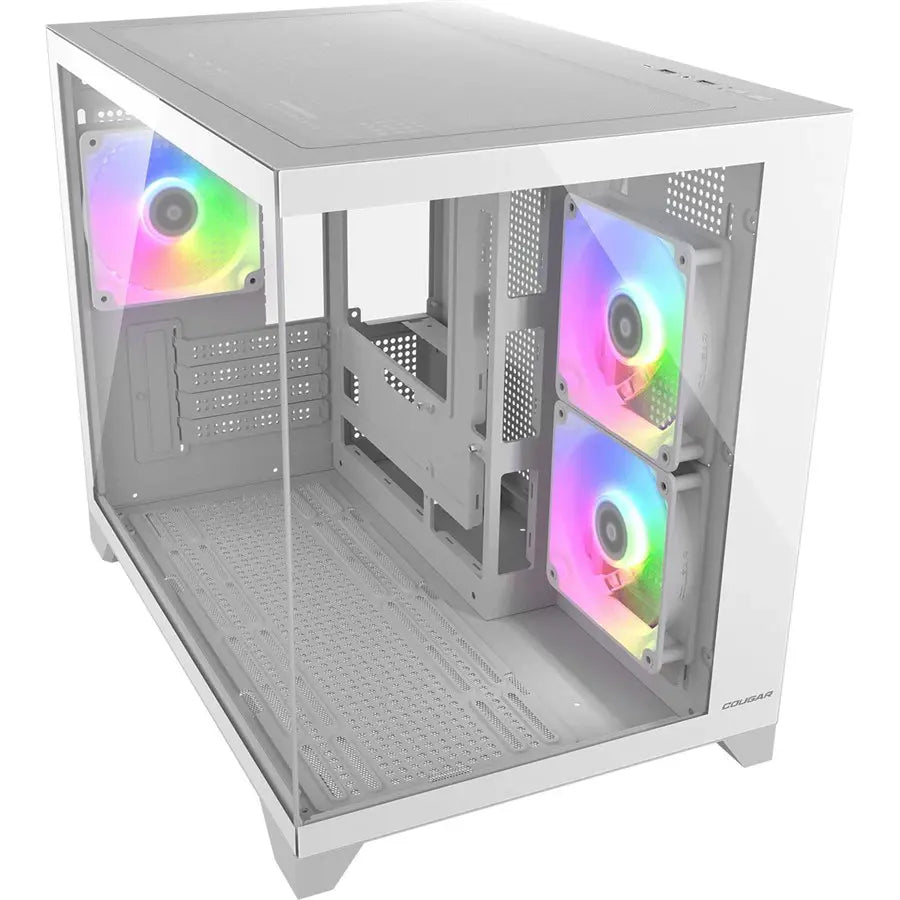 Cougar FV150 Mini RGB PC Case Mini Tower, Dual Chamber Design, Supports Up To 400mm GPU, Supports Up To 360mm AIO, White