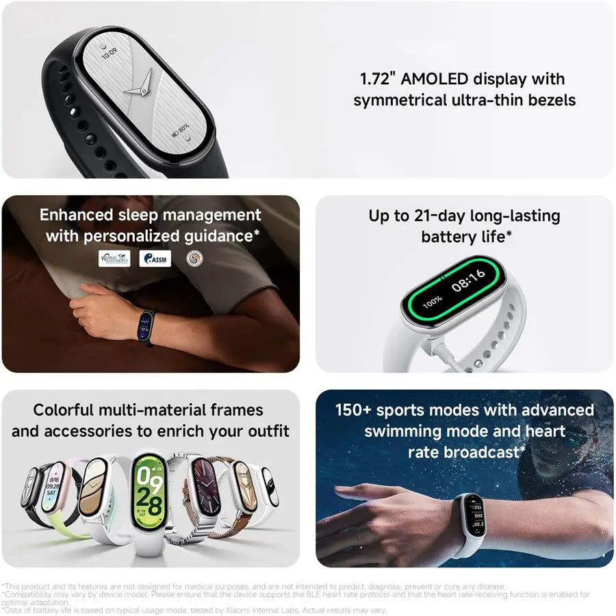 Xiaomi Smart Band 10, 1.72' AMOLED Display, Professional Exercise Analysis, Up To 21 Days Battery Life, Comprehensive Sleep Monitoring, Glimmer Gold