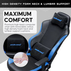 AndaSeat Luna Large Gaming Chair for Adults | Black/Blue | Folding Recliner Seat | AD18-48-BS-PV