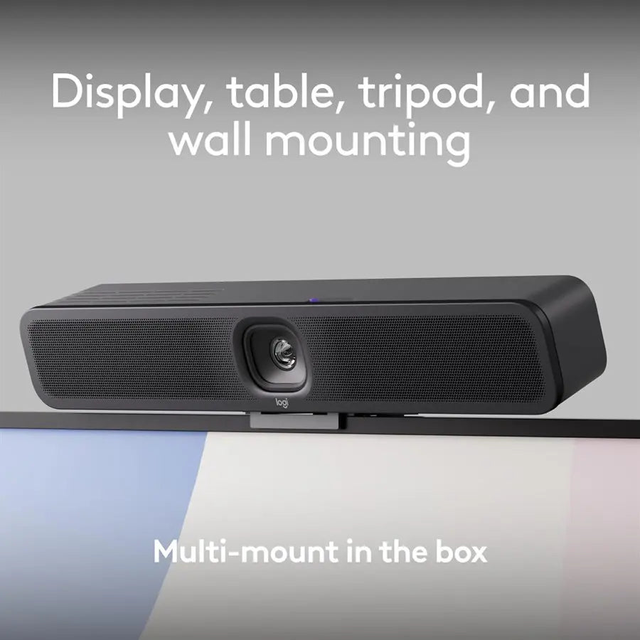 Logitech MeetUp 2 | All-in-One USB Conference Room Camera | Compact Video Bar with Built-in AI Features | RightSight 2 | Up to 23 ft Pickup Range