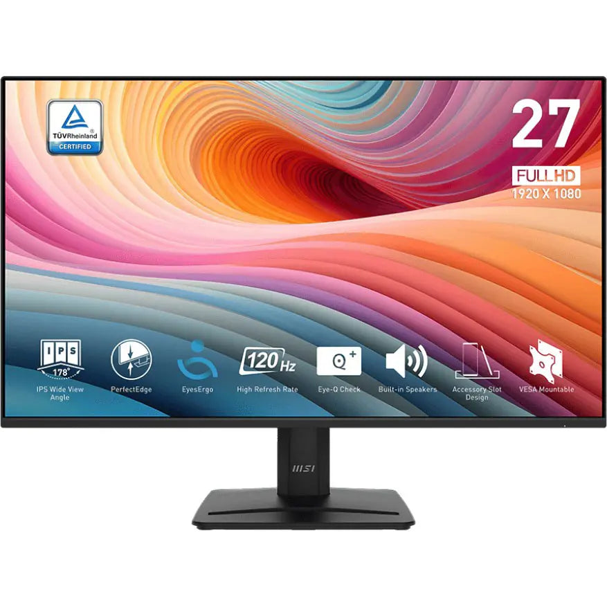 MSI PRO MP275 E2 27' FHD IPS Monitor, 120Hz, 1ms, HDR Ready, Adaptive-Sync, Built-In Speakers, Anti-Glare Display, Black