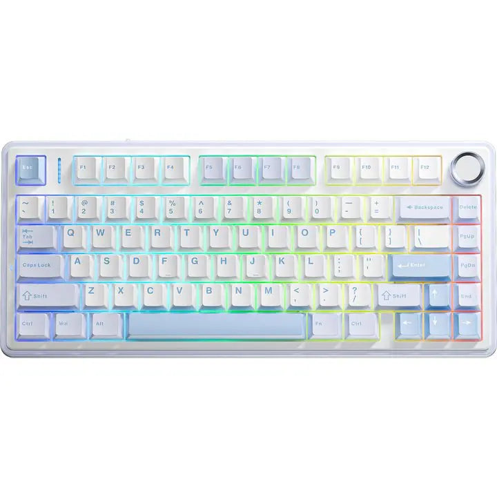 AULA F75 75% Wireless Mechanical Keyboard, Greywood V3 Hot-Swap Switches, RGB Backlit, Gasket Structure, 2.4GHz Bluetooth 5.0 USB Type-C, 4000mAh Battery, Blue