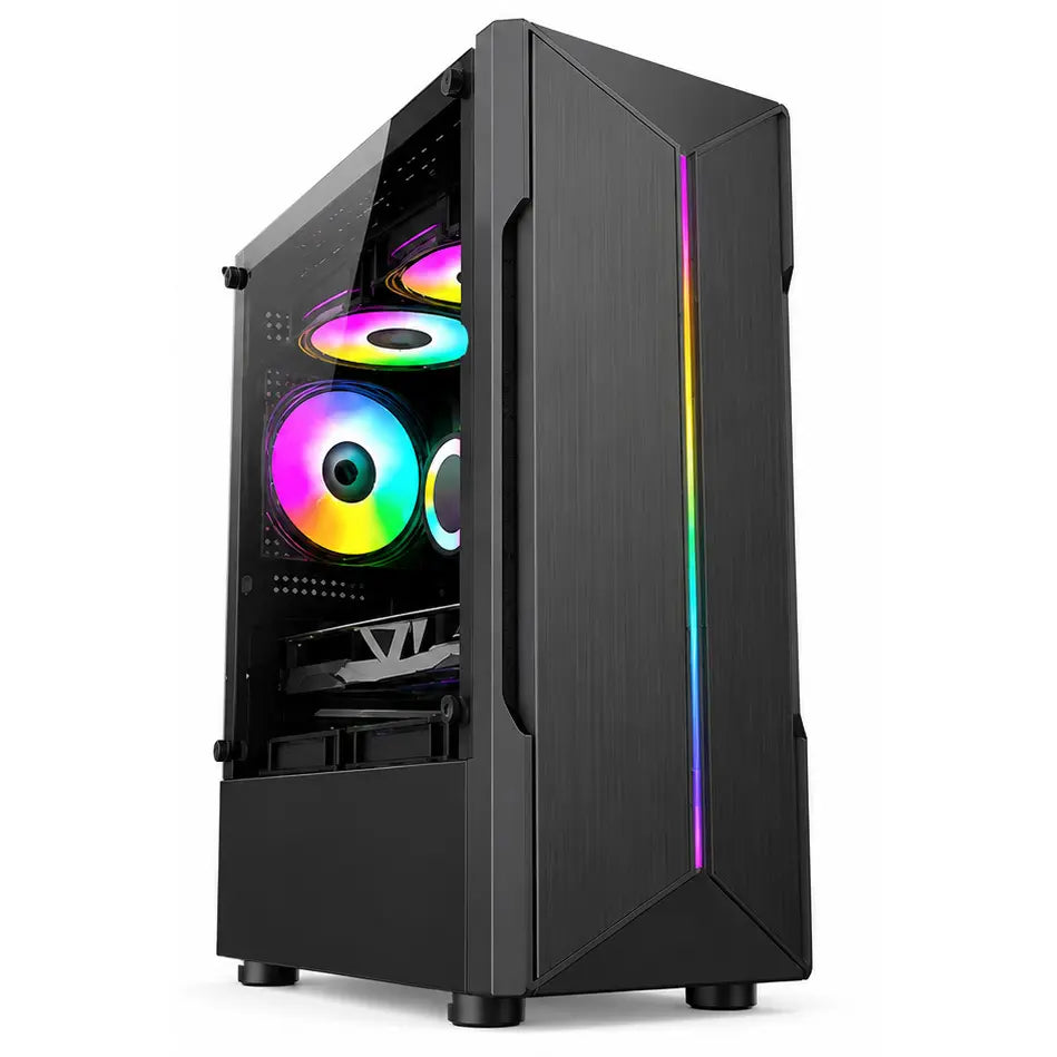 Thunder Zippy PC Case, M-ATX and ITX Support, 1x RGB Fan, Front ARGB Strip, 240mm Radiator Support, Tempered Glass Side Panel, Black, TGC-1026