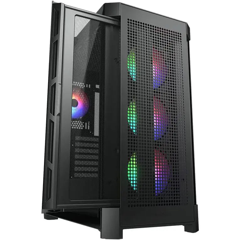 Cougar Duoface Pro RGB Gaming Mid Tower Case, 390mm GPU Support, Built-In RGB Fan Controller Up to 6 Fans, Two Front Panels Mesh and Tempered Glass, Black