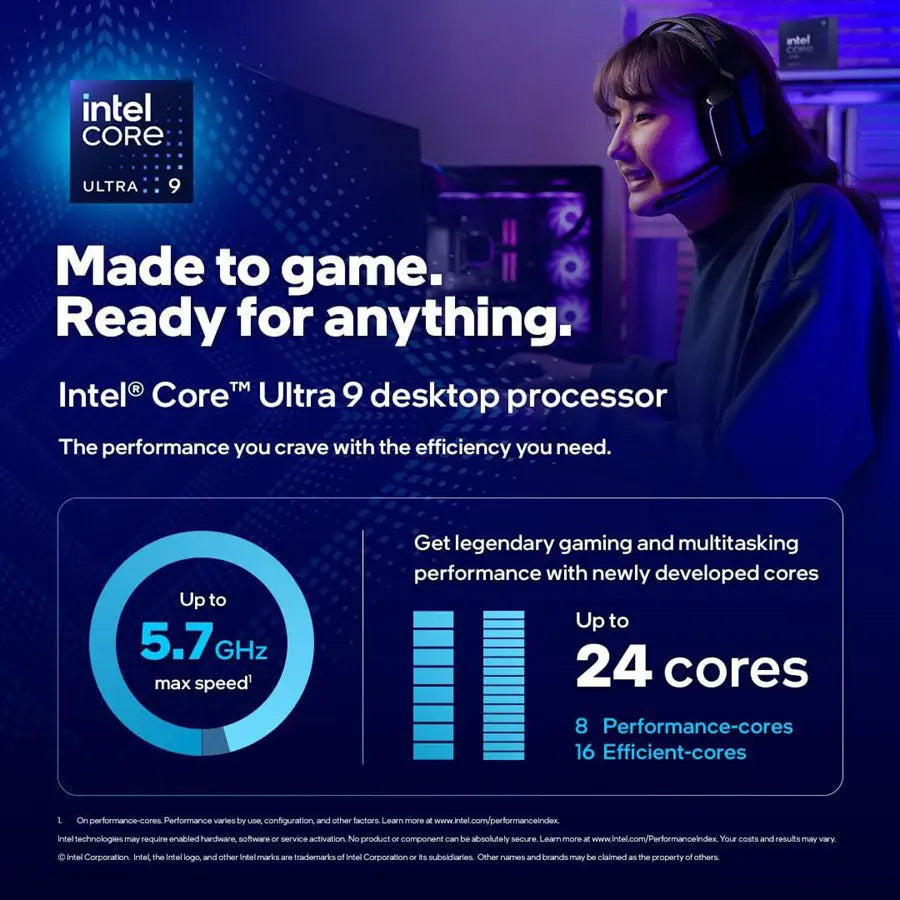 Intel Core Ultra 9 285K Desktop Processor, 24C 24T, FCLGA1851