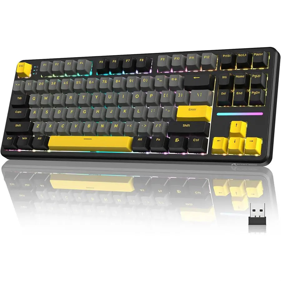 ATTACK SHARK X87 Wireless Tri-Mode Mechanical Gaming Keyboard, Hot-Swappable, Gasket Mount, RGB Backlit, Pre-Lubed Linear Switches, Side-Printed PBT Keycaps, TKL 87-Key, Star Black