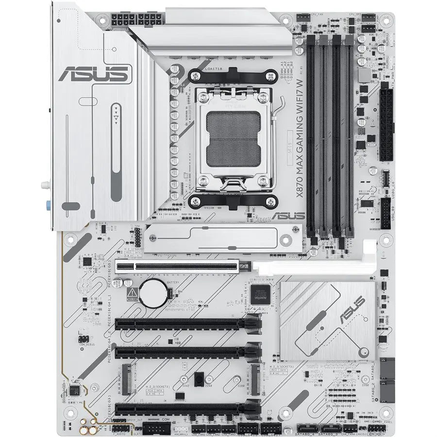 ASUS X870 MAX GAMING WIFI7 W AMD AM5 ATX Motherboard, DDR5, PCIe5.0 x16 Q-Release, 3x M.2, USB4 Type-C, 2.5Gb LAN, Aura Sync, White
