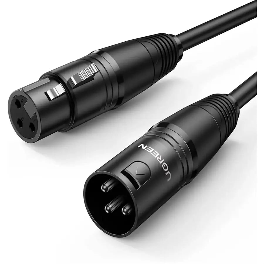 UGREEN 20710 XLR Cable, 2M, Balanced 3-Pin Male To Female Mic Cable For Studio, Mixer And Live Recording