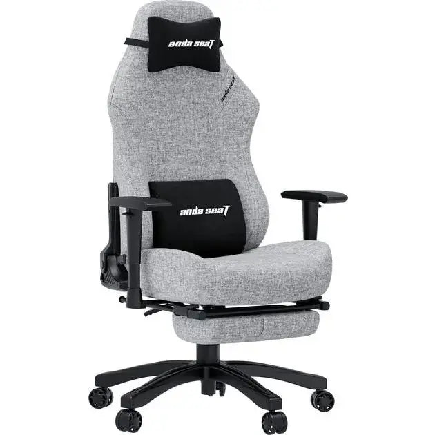 Anda Seat Luna Pro Large Gaming Chair With Footrest, Ergonomic Reclining Design, Fabric, Heavy Duty Neck and Back Support, Grey Fabric | Free Shipping