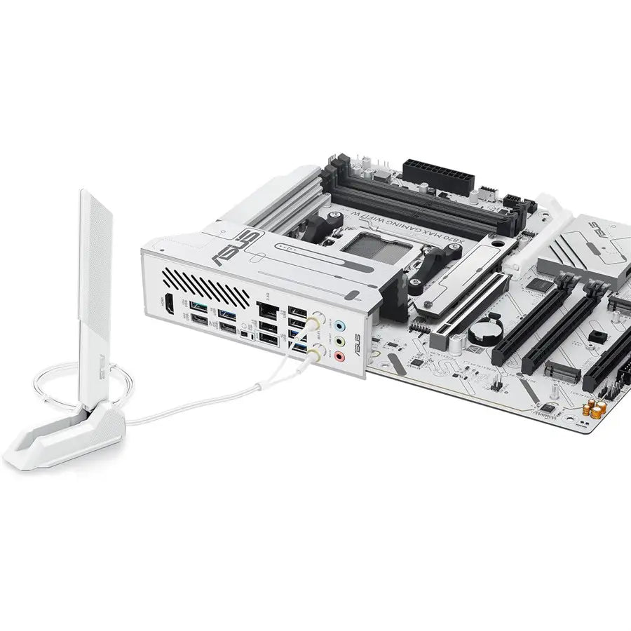 ASUS X870 MAX GAMING WIFI7 W AMD AM5 ATX Motherboard, DDR5, PCIe5.0 x16 Q-Release, 3x M.2, USB4 Type-C, 2.5Gb LAN, Aura Sync, White